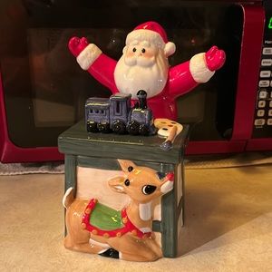Lenox Santa With Rudolph Cookie Jar